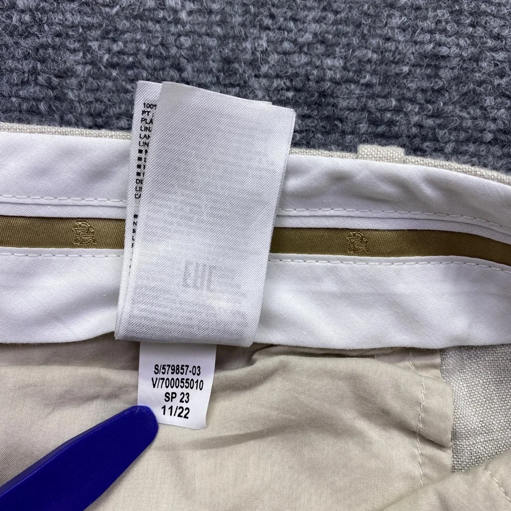 Banana Republic Womens 10 Linen Wide Leg Pleated Trousers Beige Preppy Tropical
